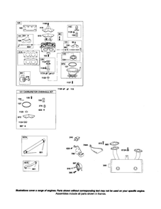 Carburetor/Muffler Diagram and Parts List for 44K700 0026-0124 Briggs and Stratton Engine